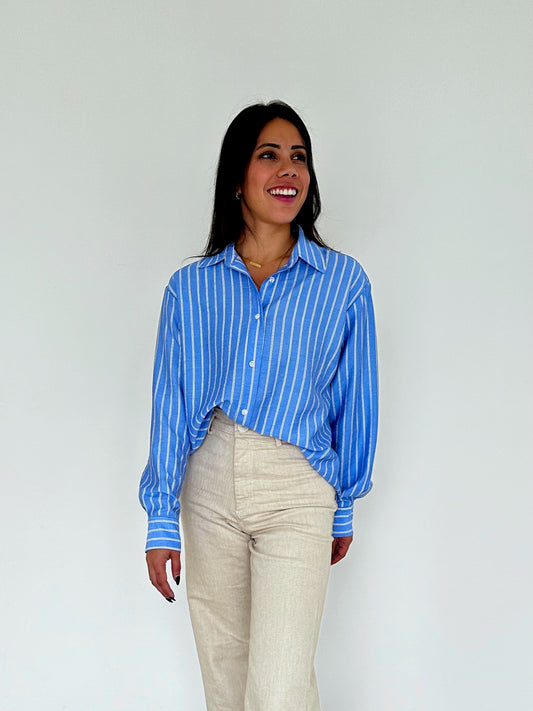 Camisa Visionaria - Celeste a Rayas