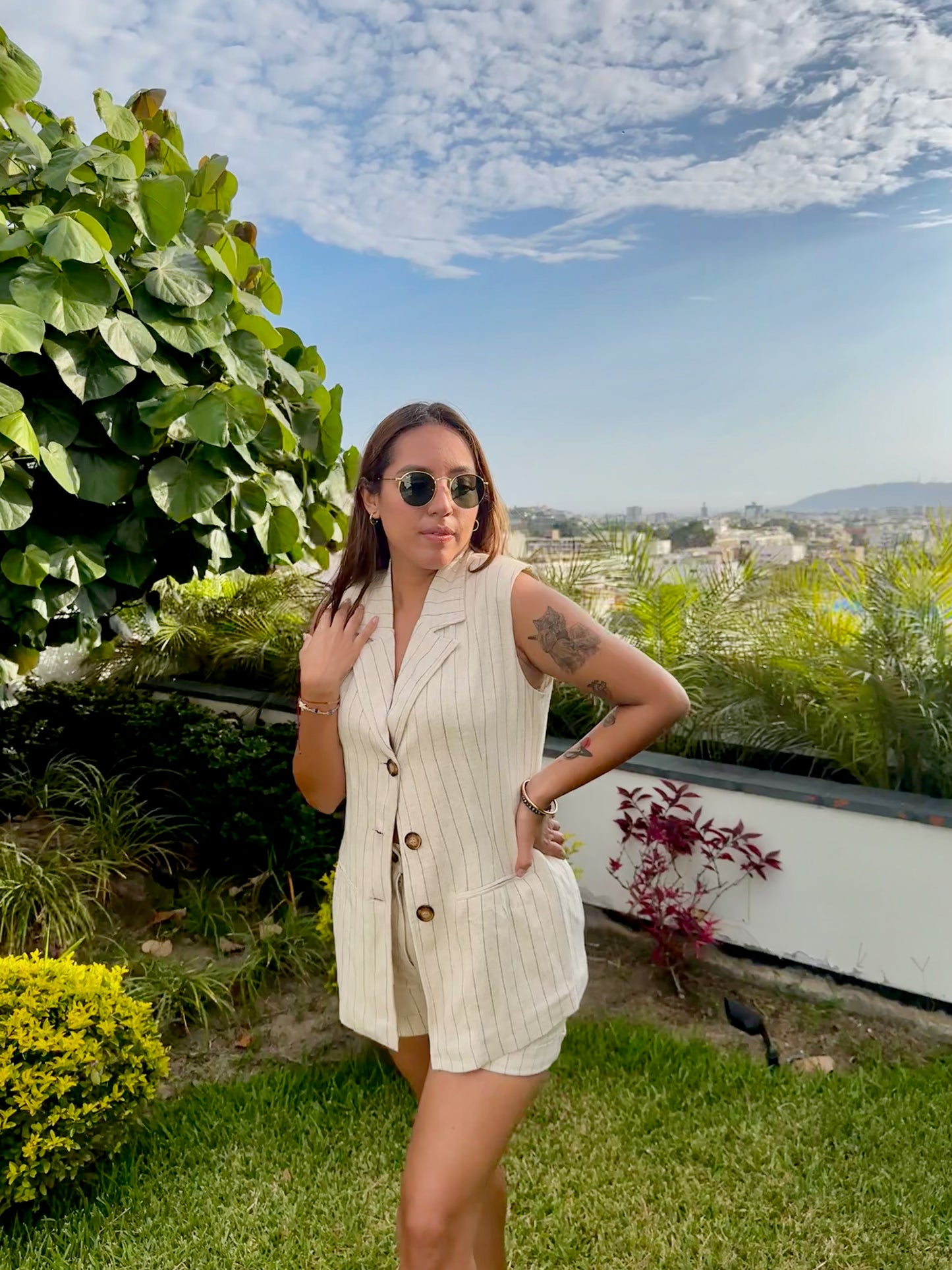 Chaleco Maravillosa - Beige a rayas