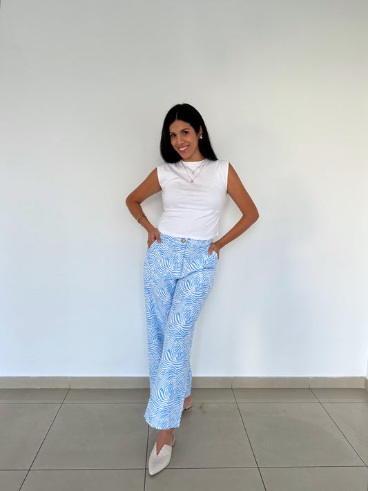 Pantalón Fabulosa - Zebra Celeste