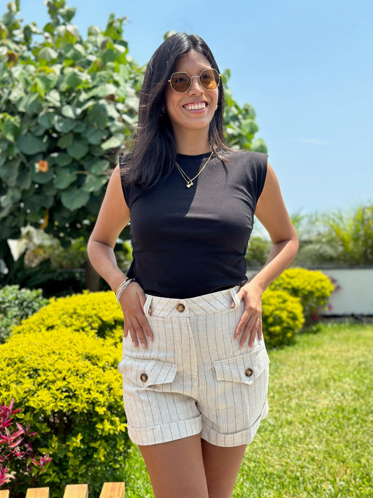 Short Soñadora - Perla a rayas