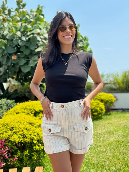 Short Soñadora - Beige a rayas