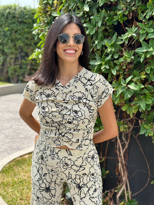 Top Leal - Beige Negro