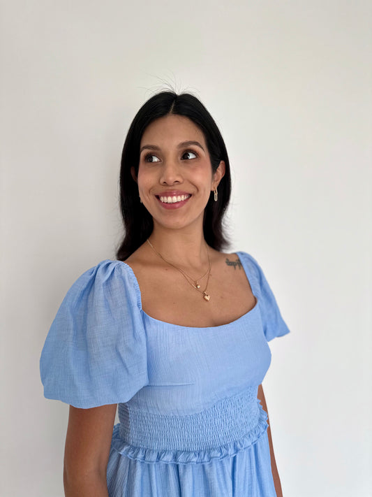 Vestido Florecer - Celeste